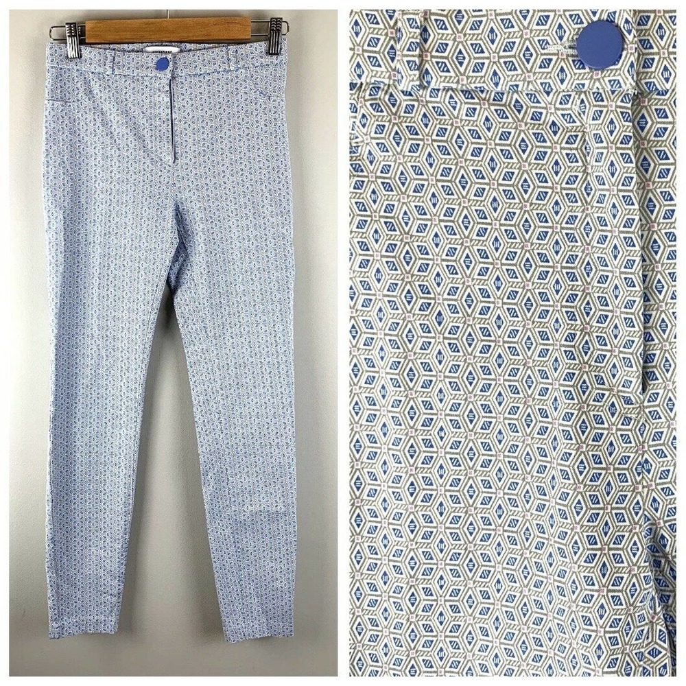 Primark Atmosphere Blue Geometric Ankle Cropped Capri Ankle Pants Skinny Women 6